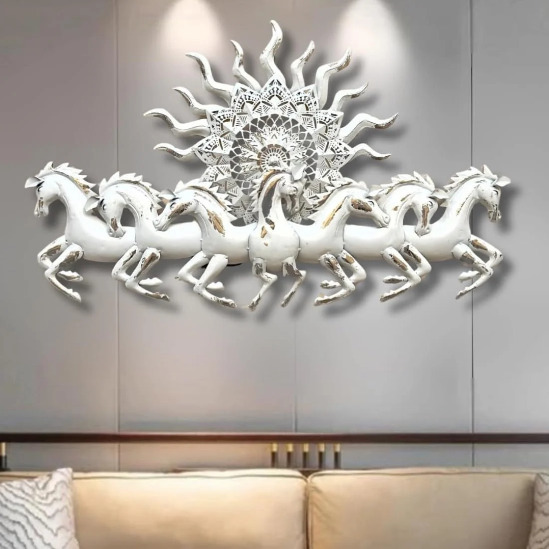 white horses wall decor