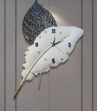 white feather clock
