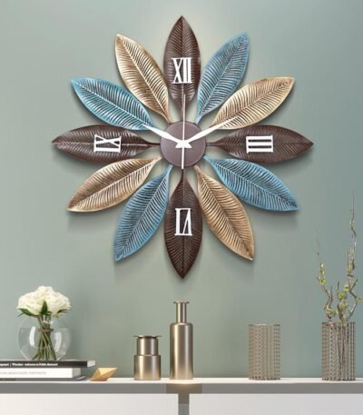 Metal Leaf wall Décor clock