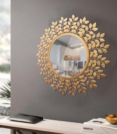 golden leaf metal mirror