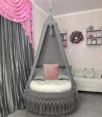Grey Macrame Swing