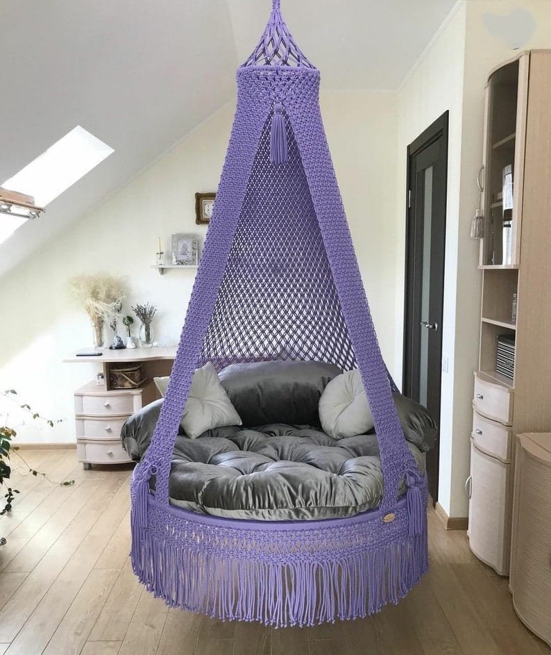 Violet macrame swing