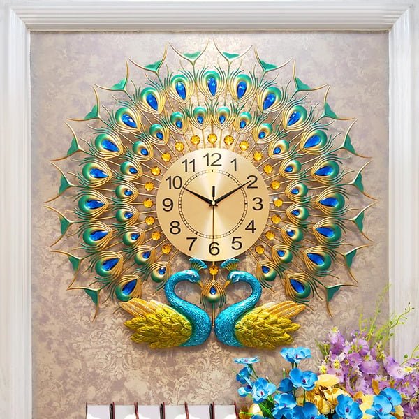 full metal peacock clock 1