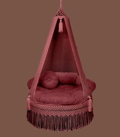 Maroon macrame swing