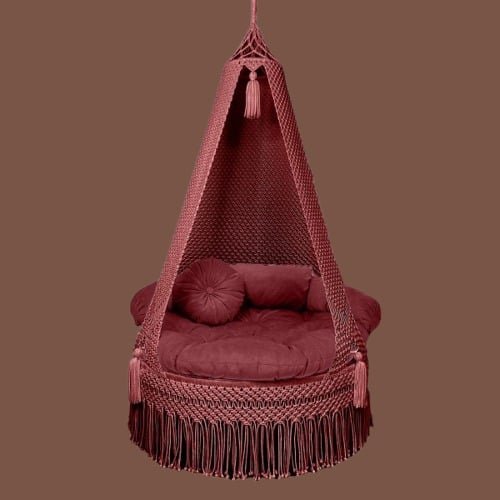 Maroon macrame swing