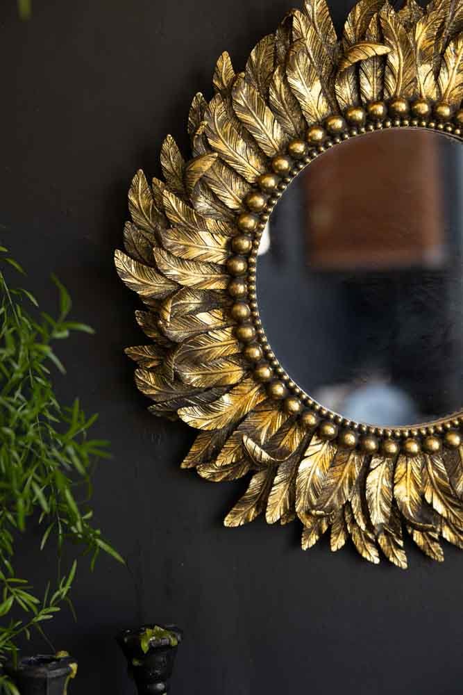 Gold Feather Mirror