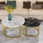 Set of 2 Marble Side Table with Metal stands