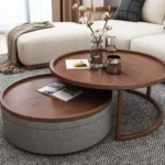 Round wooden tables